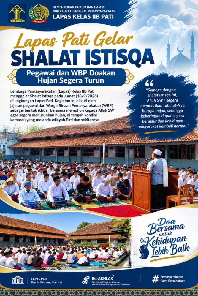Lapas Pati Gelar Shalat Istisqa, Pegawai dan WBP Berdoa Minta Hujan Turun di Tengah Kekeringan