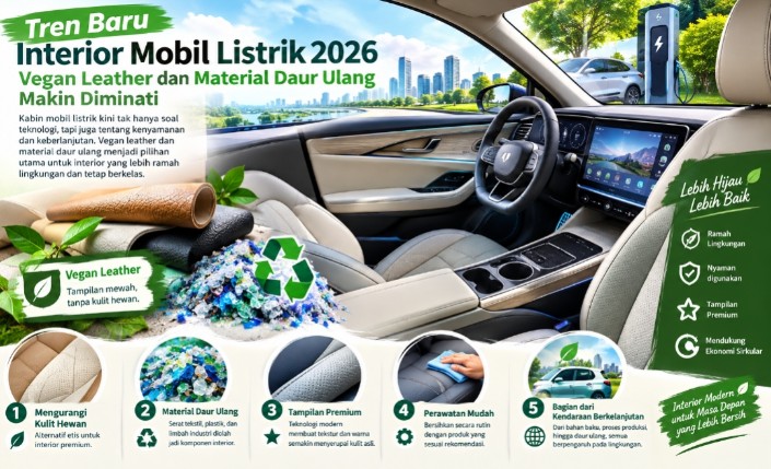 Tren Interior Mobil Listrik 2026: Vegan Leather dan Material Daur Ulang Makin Diminati