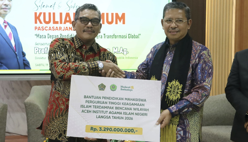 Kemenag Salurkan Rp 3,23 Miliar untuk 940 Mahasiswa IAIN Langsa Terdampak Banjir, Resmikan Gedung Kuliah Terpadu
