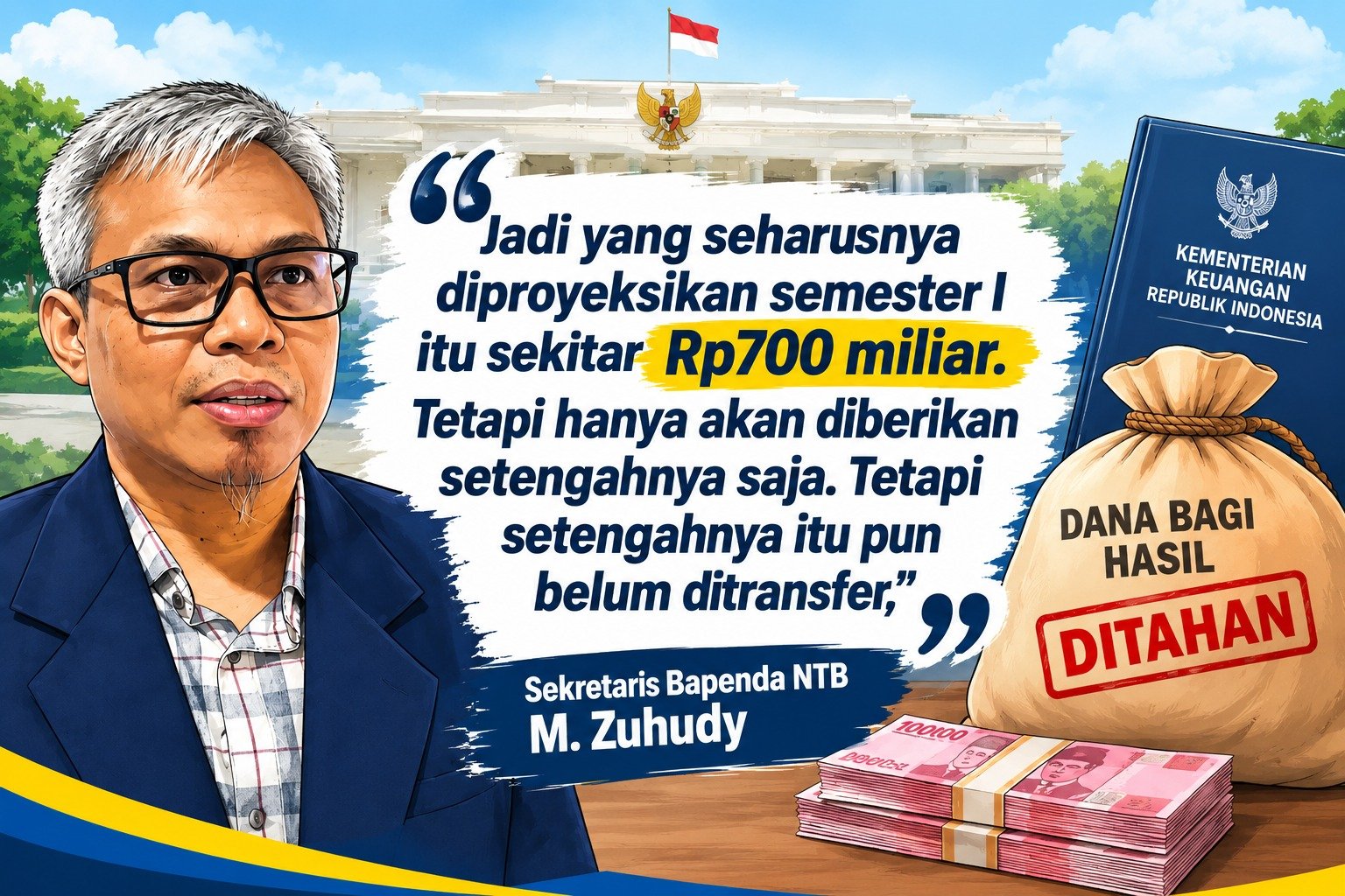 Pusat Tahan 50 Persen DBH NTB, Rp380 Miliar Belum Ditransfer ke Kas Daerah