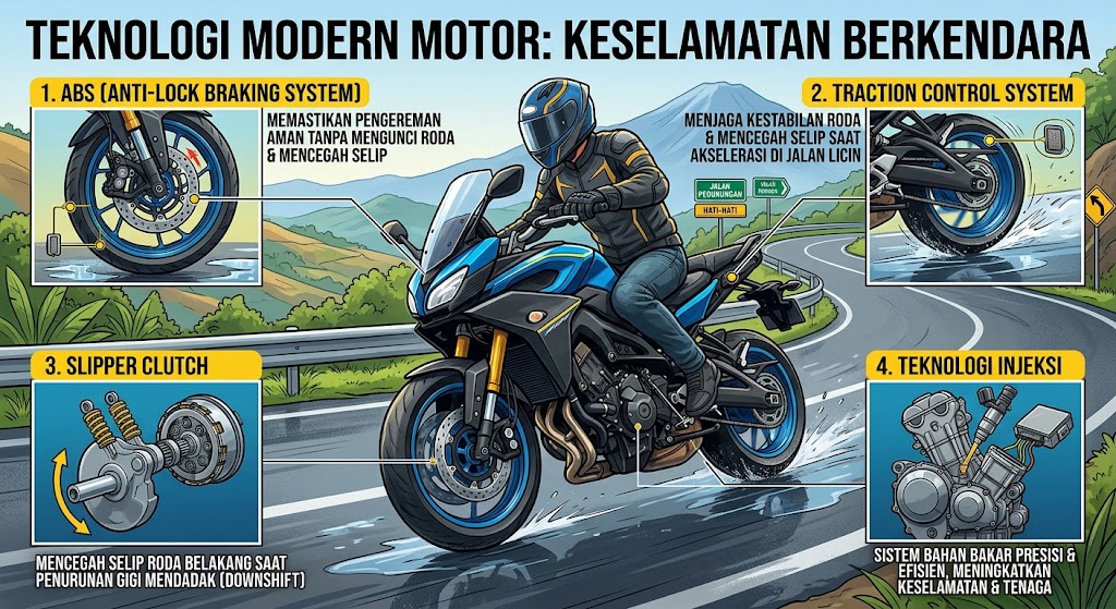 4 Teknologi Keselamatan pada Sepeda Motor Modern, dari ABS hingga Slipper Clutch