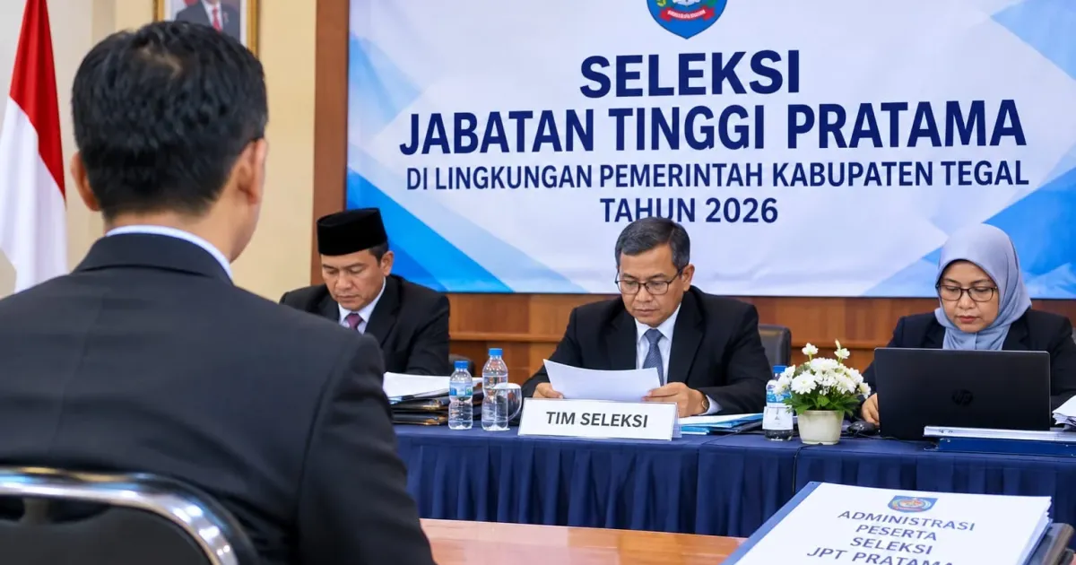 24 Pelamar Lolos Seleksi Administrasi 5 Jabatan Eselon II Pemkab Tegal, Uji Gagasan Lisan Digelar 2–4 Oktober 2026