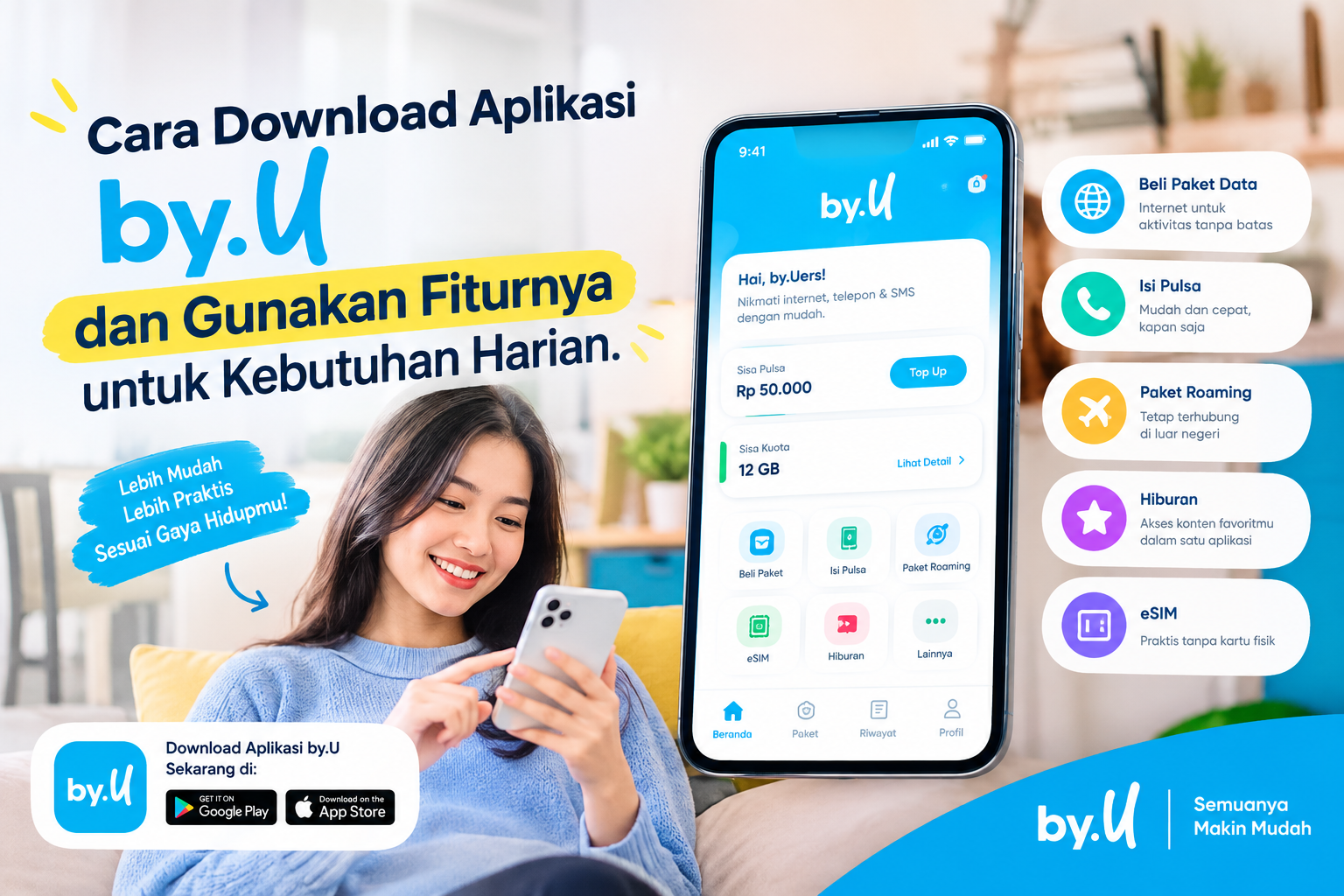 Aplikasi by.U: Cara Download dan Kelola Kuota, Pulsa, hingga uCoin