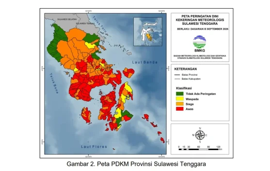 BMKG Peringatkan Kekeringan Meteorologis di 19 Zona Musim Sulawesi Tenggara, Kendari hingga Kolaka Timur Waspada