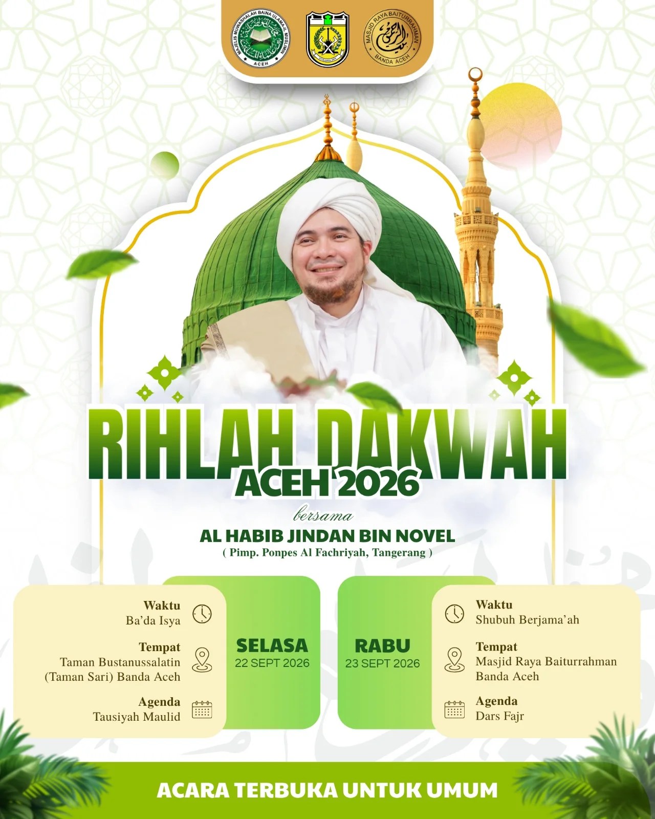 Pemkot Banda Aceh Gelar Pekan Dakwah Kolaborasi 22-24 September 2026, Hadirkan Habib Jindan dan Aisyah Farid