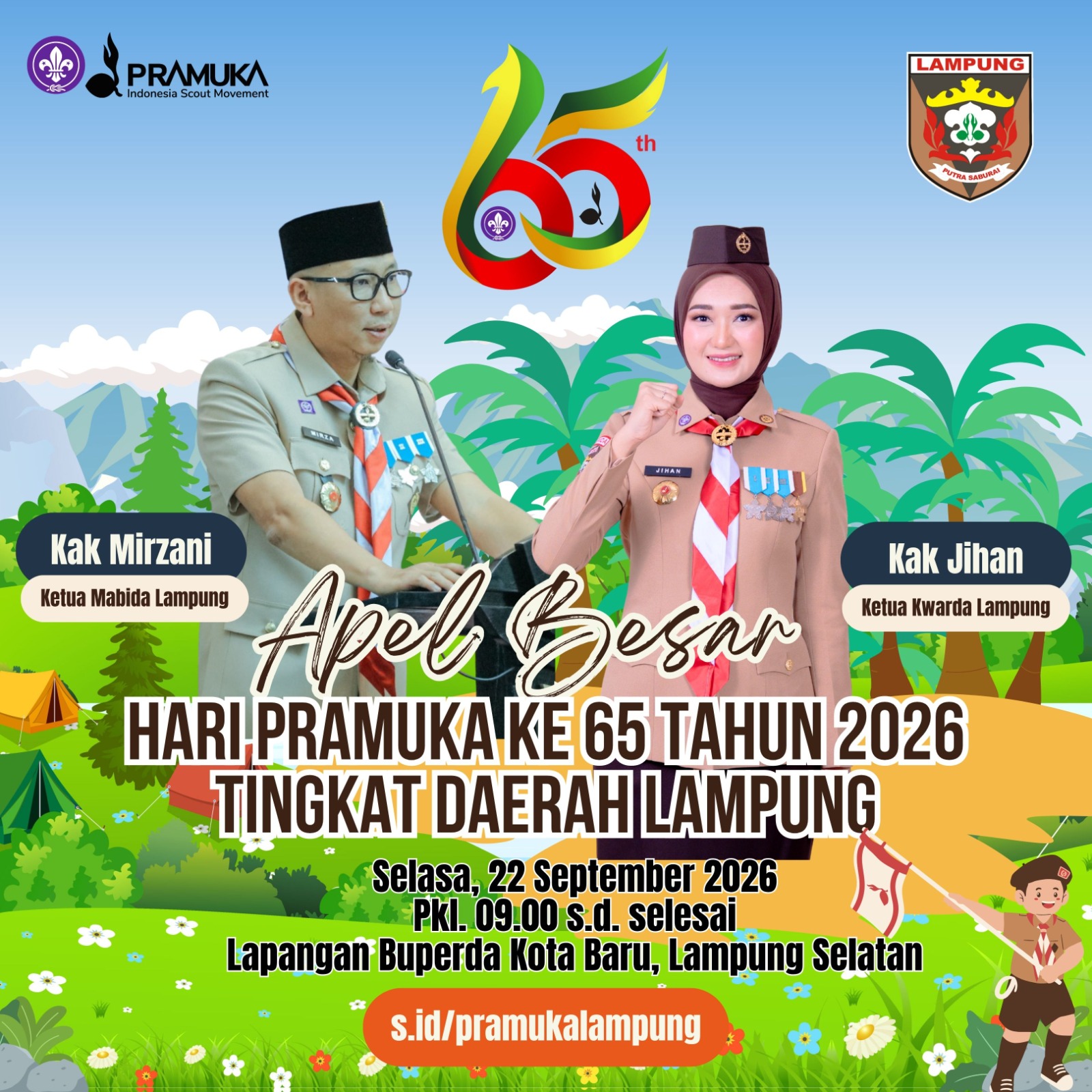 Kwarda Pramuka Lampung Gelar 6 Kegiatan Peringati Hari Pramuka ke-65, Puncaknya Apel Besar 22 September