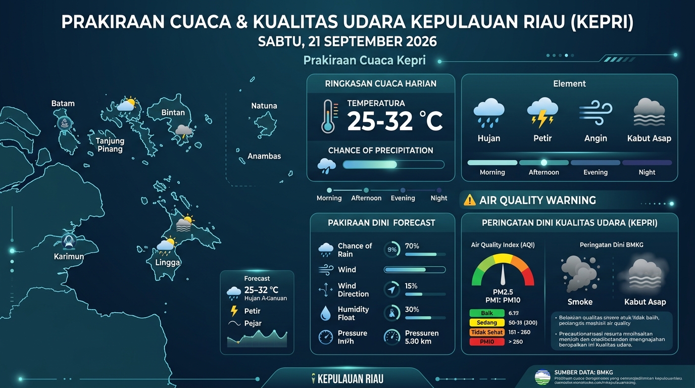 BMKG Hang Nadim Batam Peringatkan Hujan Deras di Natuna dan Kabut Asap Karhutla di Sebagian Kepri