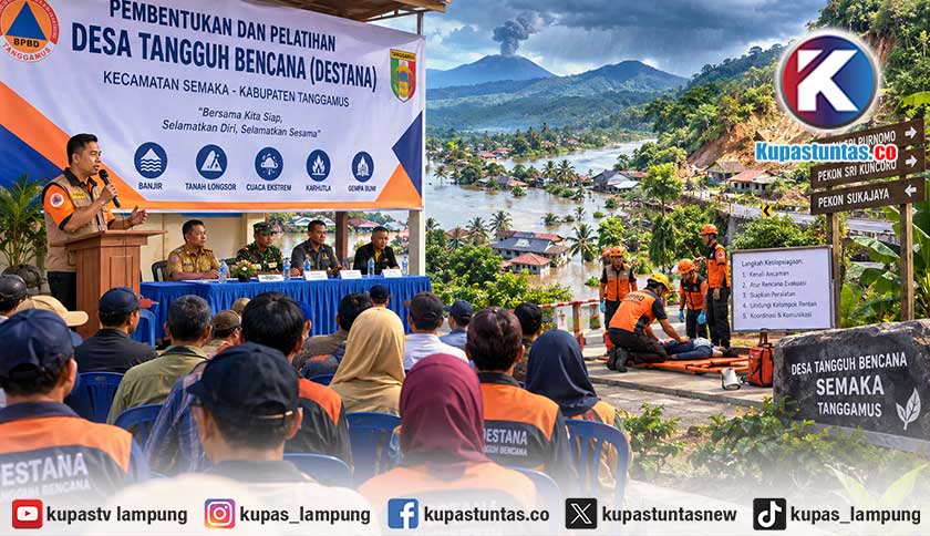 3 Pekon di Semaka Tanggamus Disiapkan Jadi Desa Tangguh Bencana, 90 Warga Dilatih Mitigasi Banjir dan Longsor