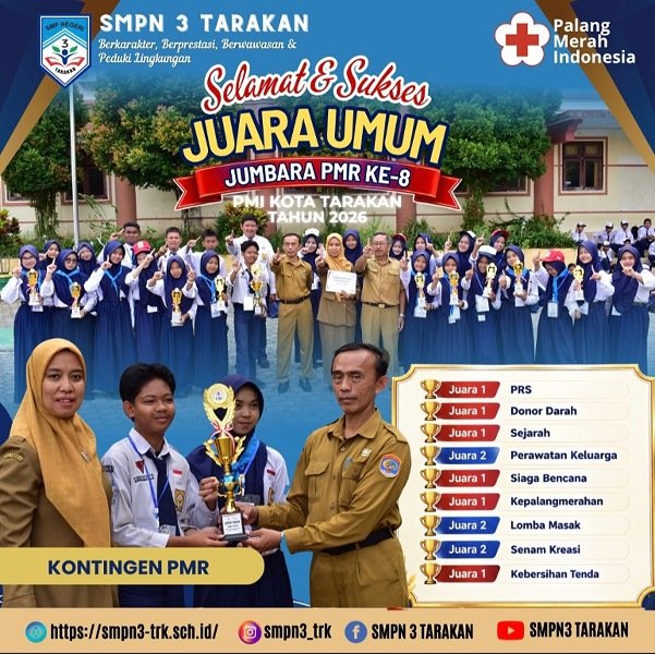 SMPN 3 Tarakan Juara Umum Jumbara PMR ke-8, Borong 6 Gelar Juara 1 dari 9 Cabang Lomba
