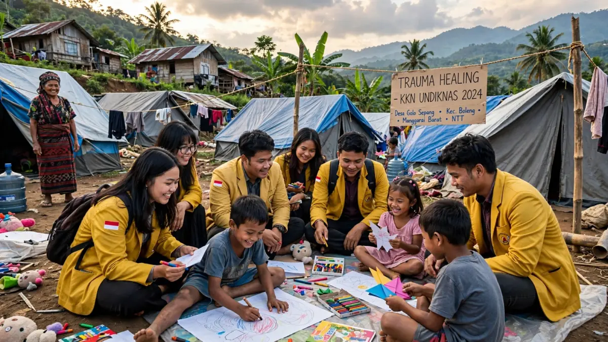 Mahasiswa Undiknas Hadir di Golo Sepang, Pulihkan Trauma Warga Korban Gempa Manggarai Barat
