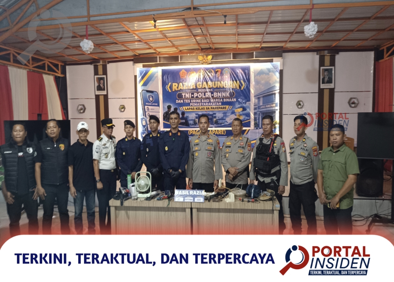Razia Gabungan di Lapas Kelas IIA Parepare, Brimob Polda Sulsel Turun Amankan