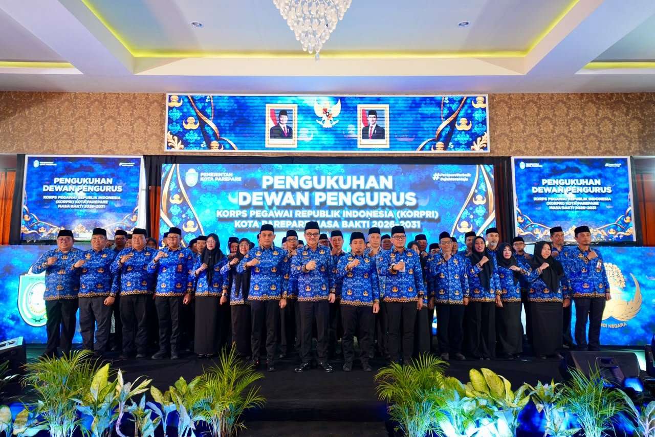 Sekda Sulsel Jufri Rahman Kukuhkan Pengurus Korpri Kota Parepare Masa Bakti 2026-2031
