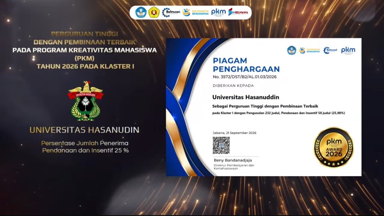 Unhas Raih 3 Penghargaan PKM Award 2026, 50 Judul Mahasiswa Dibiayai Penuh