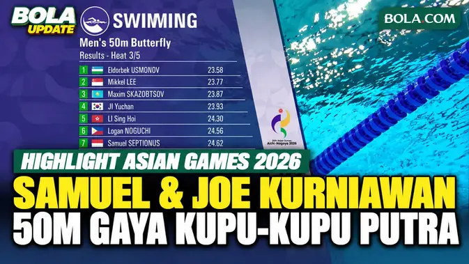 Samuel Septionus dan Joe Kurniawan Tampil di 50m Gaya Kupu-Kupu Asian Games 2026