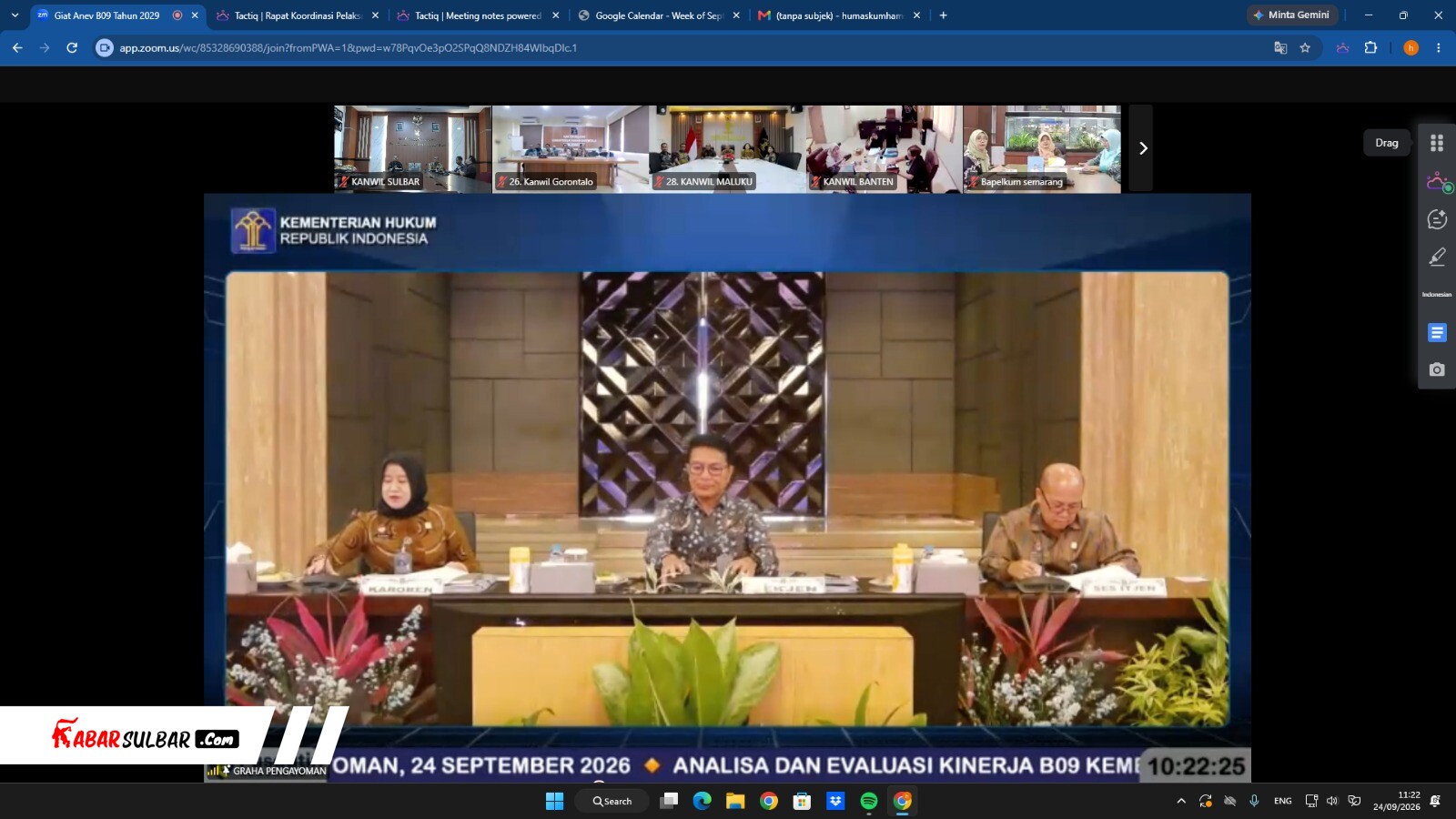 Kanwil Kemenkum Sulbar Raih Nilai Kinerja 99,93 Persen di Triwulan III 2026, Tertinggi di Indonesia