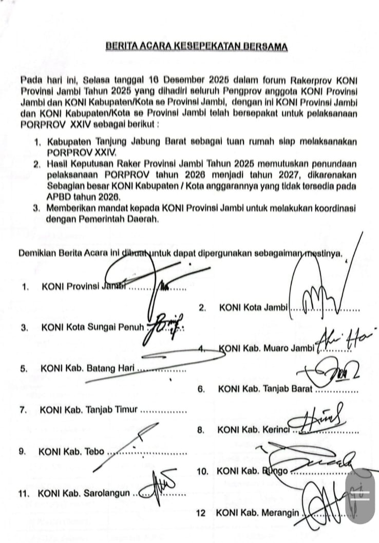 Porprov Jambi XXIV Resmi Ditunda ke 2027, Tanjab Barat Tetap Jadi Tuan Rumah