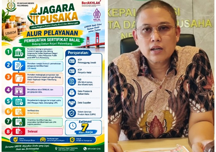 Kejari Palembang Buka Layanan Sertifikat Halal Gratis untuk UMKM Lewat Program JAGARA PUSAKA