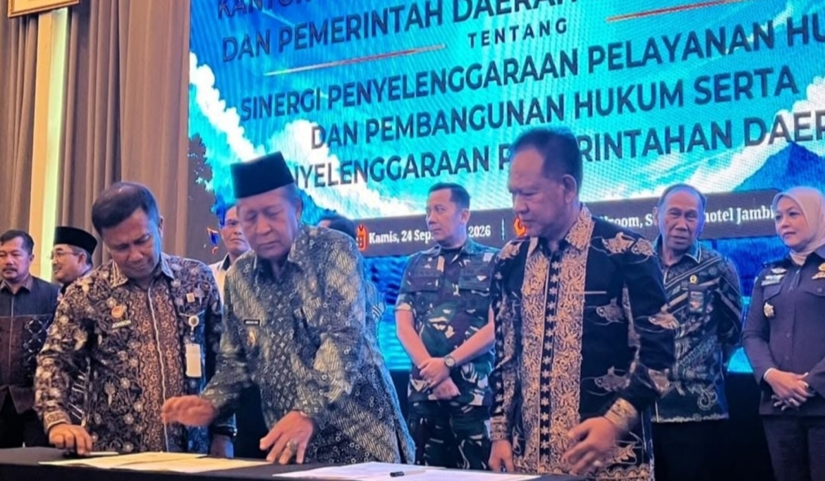 Wabup Merangin Teken MoU Pelayanan Hukum dengan Kanwil Kemenkum Jambi, Sinergi Tata Kelola Berbasis Hukum
