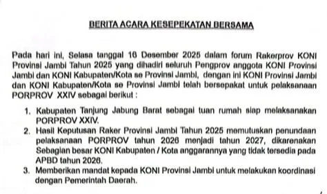 KONI Jambi Geser Porprov XXIV ke 2027, Tanjung Jabung Barat Tetap Jadi Tuan Rumah