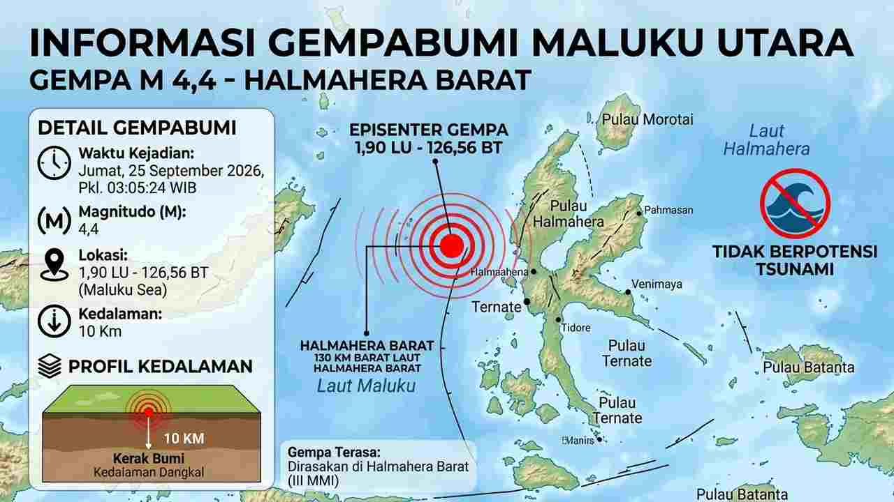 Gempa M4,4 Guncang Halmahera Barat Dini Hari, BMKG Sebut Tak Berpotensi Tsunami