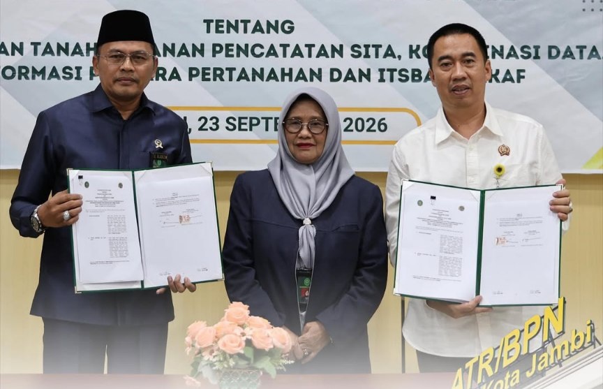 Pengadilan Agama Jambi dan Kantor Pertanahan Kota Jambi Teken MoU Penanganan Perkara Pertanahan