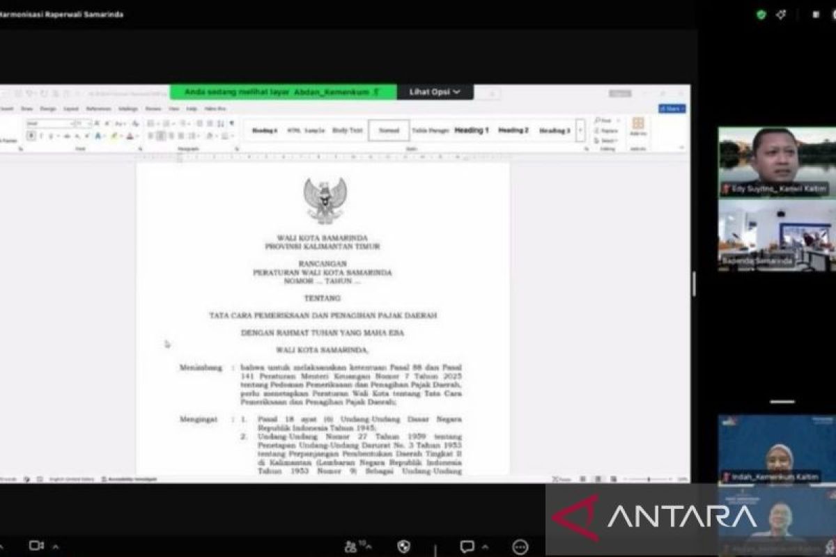 Kanwil Kemenkum Kaltim Harmonisasi Raperwali Pemeriksaan dan Penagihan Pajak Samarinda
