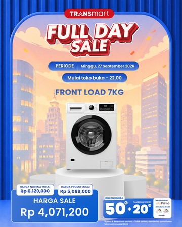 Transmart Full Day Sale 27 September 2026, Mesin Cuci Front Load 7 Kg Rp 4 Jutaan
