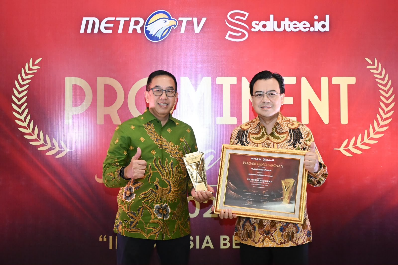Jasa Raharja Raih Penghargaan Excellent in Road Safety Empowerment di Prominent Awards 2026