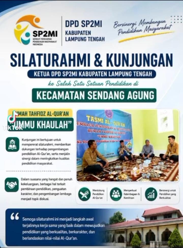 DPD SP2MI Lampung Tengah Kunjungi Rumah Tahfidz Ummu Khaulah di Sendang Agung, Bahas 4 Pilar Pendidikan
