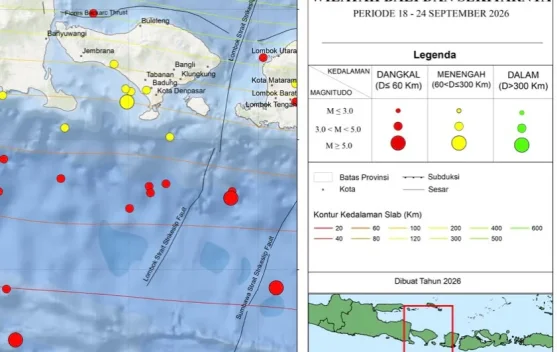 28 Gempa Guncang Bali Sepanjang Minggu Ketiga September 2026, Tidak Ada yang Dirasakan Warga