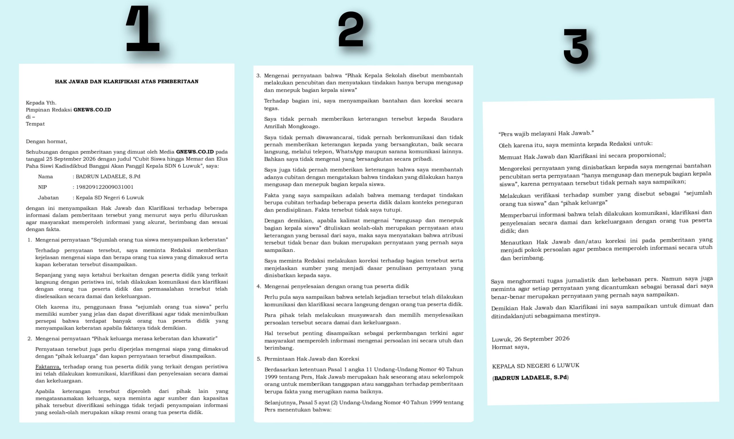 Kepala SDN 6 Luwuk Bantah Beri Keterangan soal Cubit Siswa, Minta Redaksi Verifikasi Sumber Berita