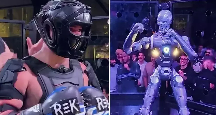 YouTuber AS Frankie LaPenna Tersungkur Ditendang Robot Humanoid T800 China di Duel Pertama Manusia vs Robot