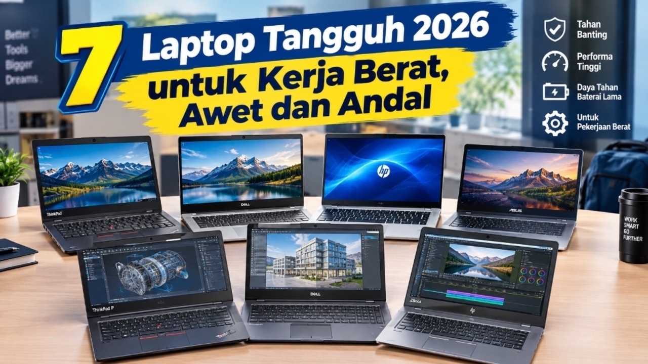 7 Laptop Tangguh 2026 untuk Kerja Berat, Awet dan Andal