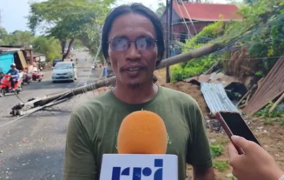 Hujan Lebat dan Angin Kencang Landa Mamuju, Pohon Tumbang Timpa Tiang Listrik di Depan Rumdis Ketua DPRD Sulbar
