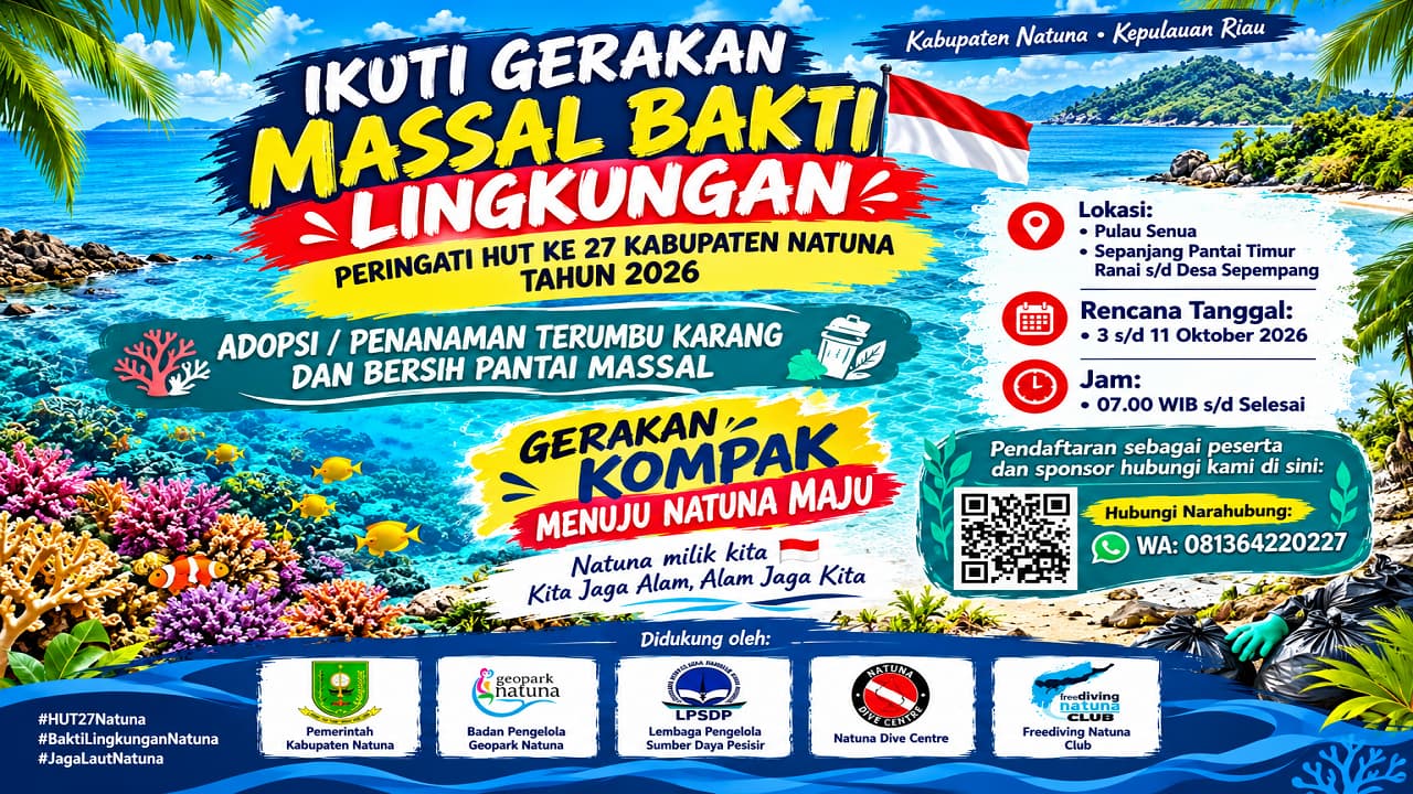 LPSDP Natuna Ajak Warga Tanam Terumbu Karang dan Bersih Pantai di Pulau Senua