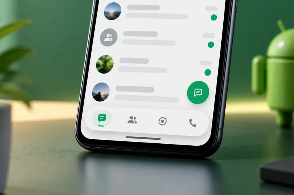 WhatsApp Uji Desain Bilah Navigasi Mengambang di Android