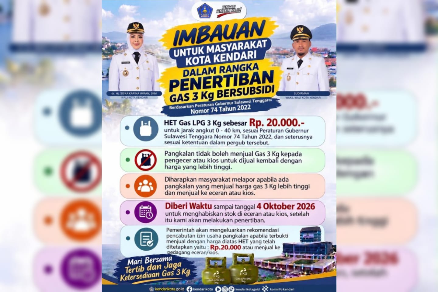 Pemkot Kendari Setop Pangkalan Jual LPG 3 Kg ke Pengecer, Batas Waktu 4 Oktober 2026