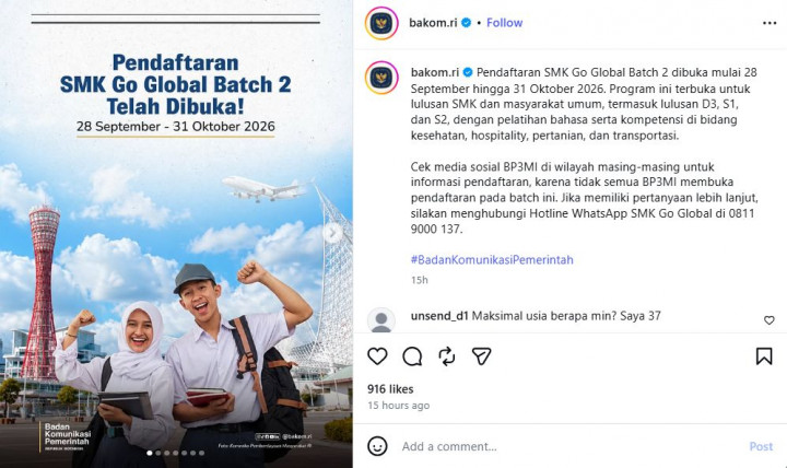 SMK Go Global Batch 2 Dibuka, Lulusan SMK hingga S2 Bisa Daftar