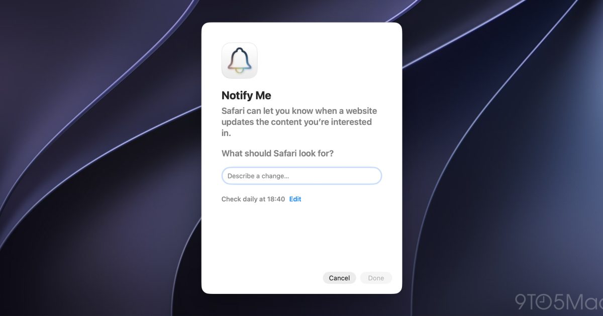 Safari macOS 27 Tambah Notify Me, Pantau Update Halaman Web Otomatis