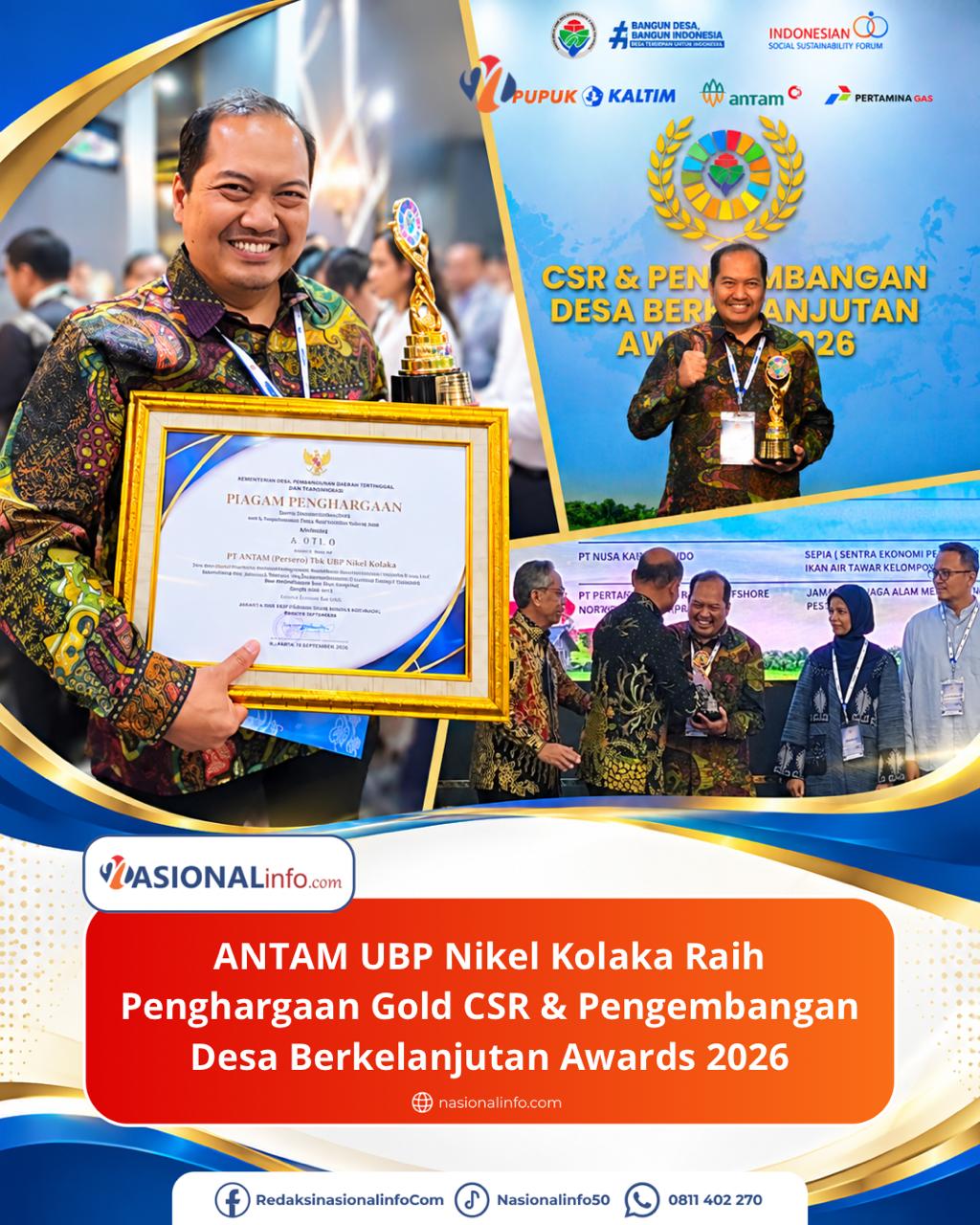 ANTAM UBP Nikel Kolaka Raih Gold CSR & Pengembangan Desa Berkelanjutan Awards 2026 Lewat Program Blue Hatchery Taripang