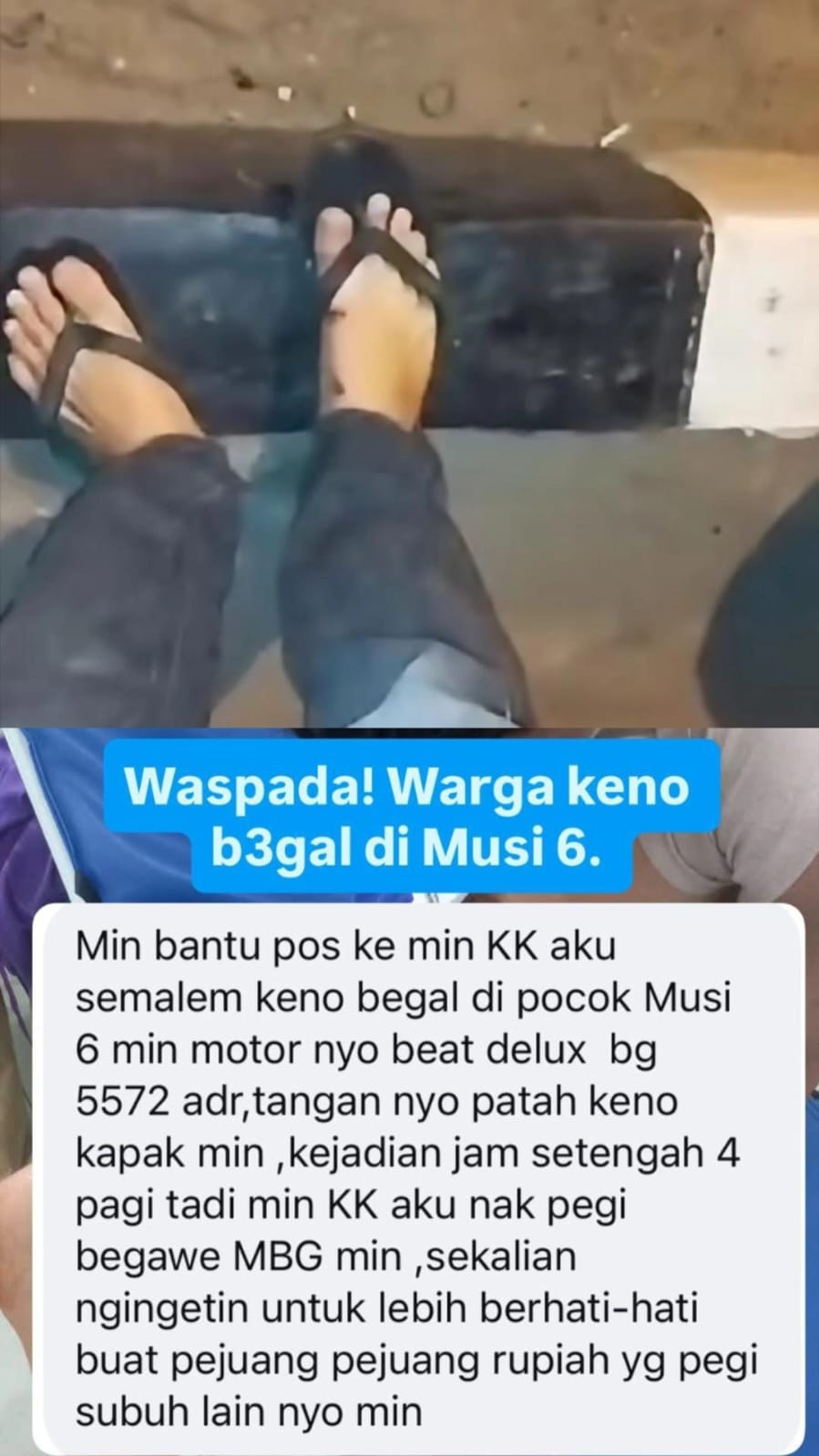 Video Viral Pria Mengaku Dibegal di Jembatan Musi 6 Palembang, Motor Beat Hilang dan Tangan Patah
