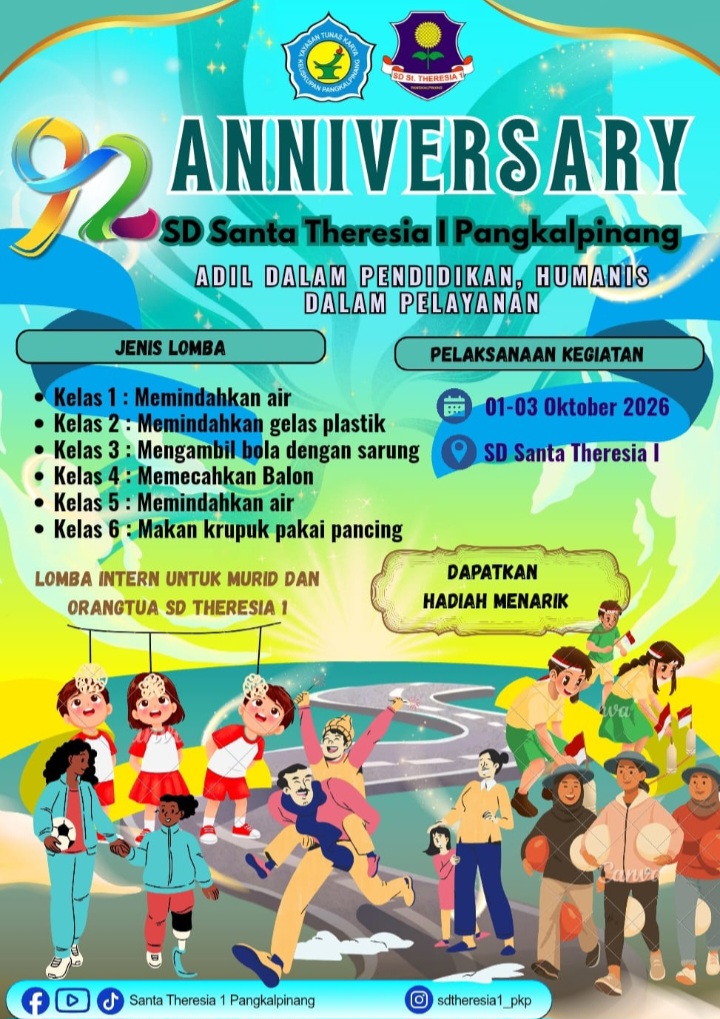 SD Santa Theresia I Pangkalpinang Rayakan HUT ke-92, Gelar Lomba TK hingga Bazar UMKM 1-3 Oktober 2026