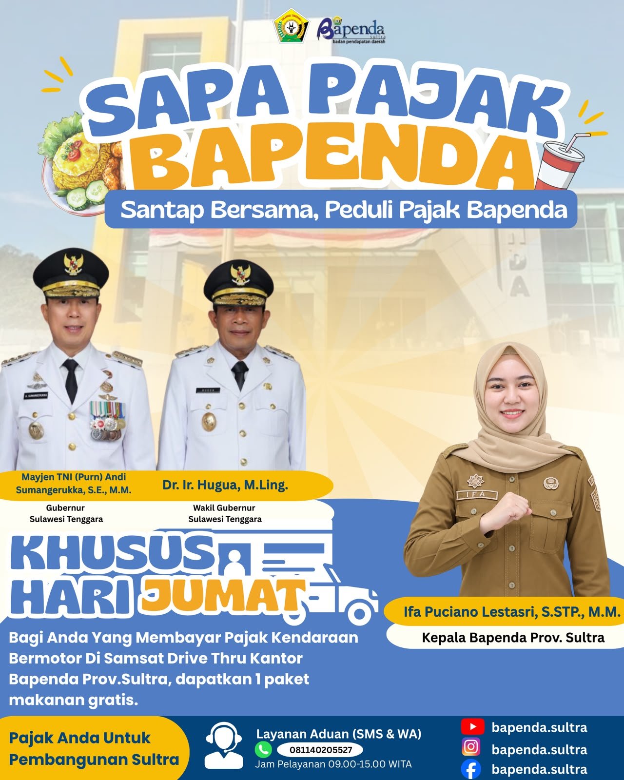 Bapenda Sultra Gelar Jumat Berkah, Wajib Pajak Bayar PKB di Samsat Drive Thru Dapat Paket Makanan Gratis