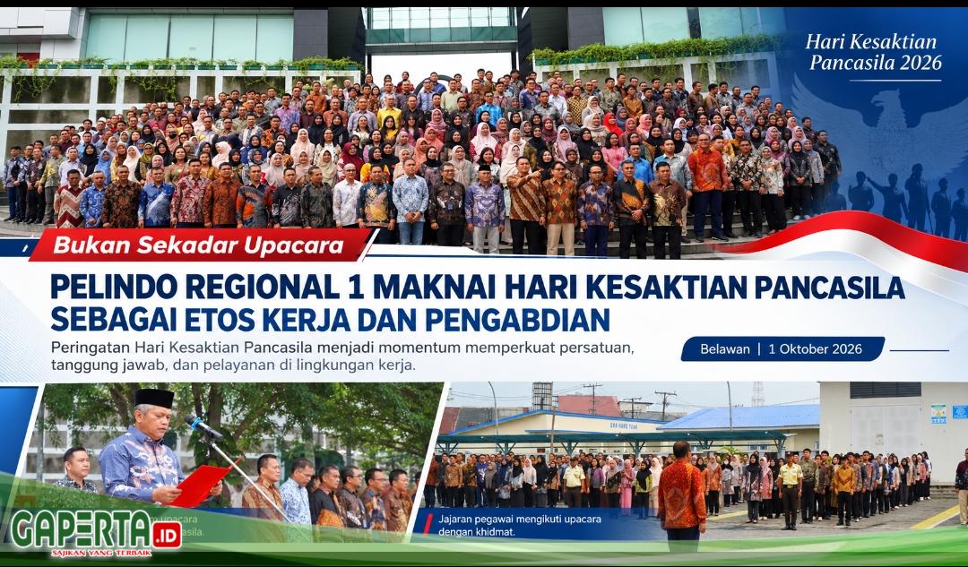 Pelindo Regional 1 Gelar Upacara Pancasila, Tegaskan Nilai Kerja