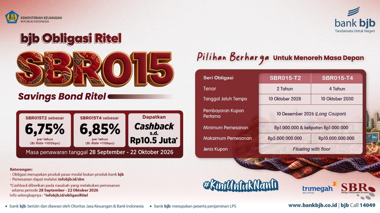 bank bjb Buka Akses Investasi SBR015 untuk Warga Jabar, Kupon Sampai 6,85% per Tahun