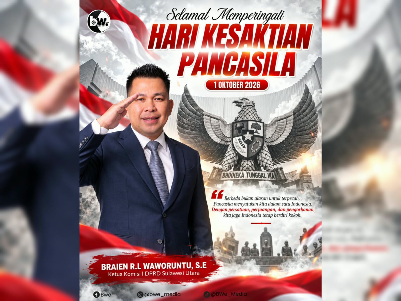 Ketua Komisi I DPRD Sulut Braien Waworuntu Ajak Warga Maknai Hari Kesaktian Pancasila dengan Kerja Nyata
