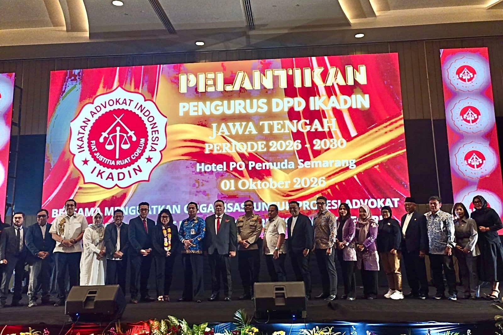 DPD IKADIN Jawa Tengah 2026–2030 Dilantik di Semarang, Bentuk Satgas Kawal Perda hingga RUU Advokat