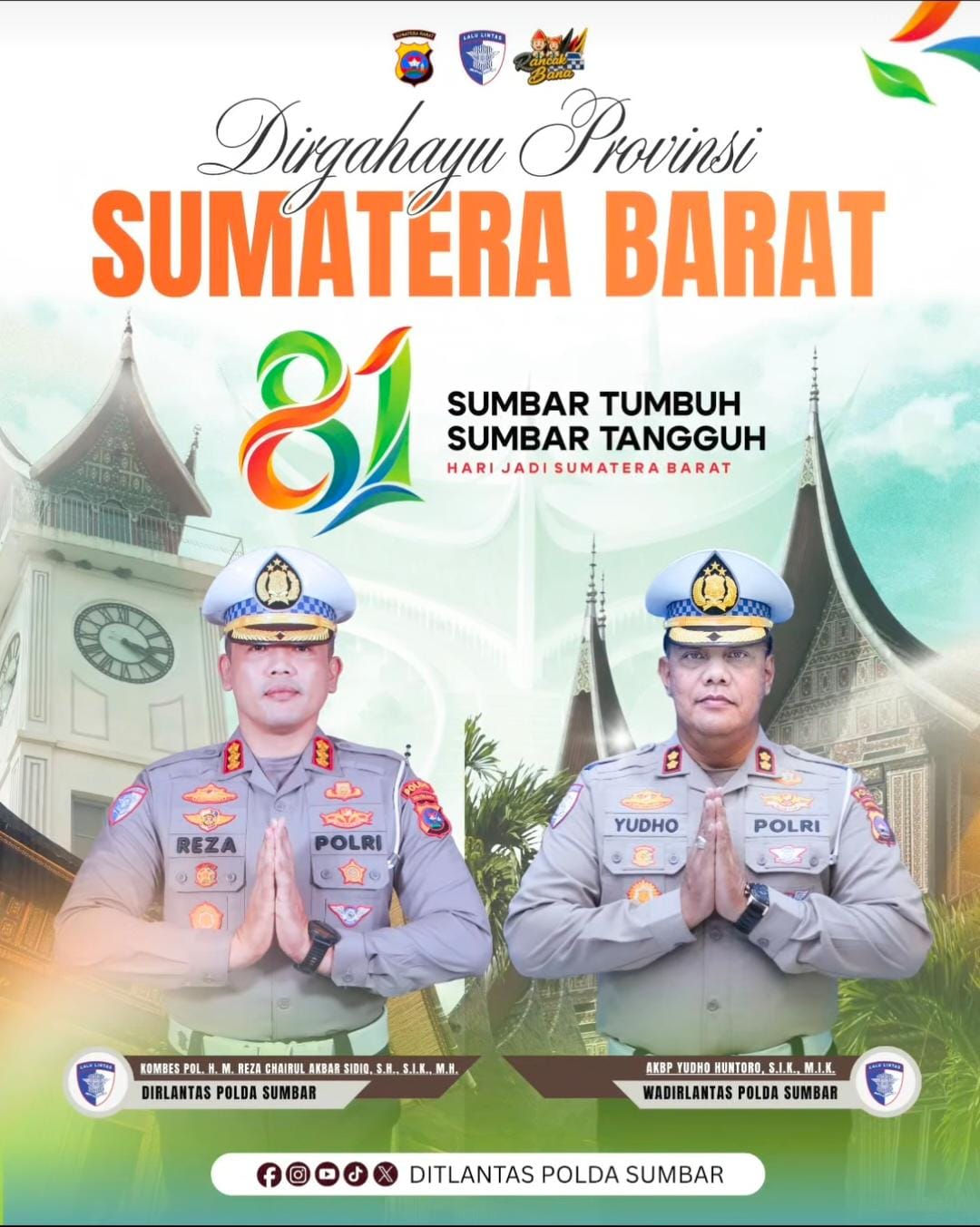 Dirlantas Polda Sumbar Ucapkan Selamat HUT ke-81, Ajak Warga Jaga Ketertiban Lalu Lintas