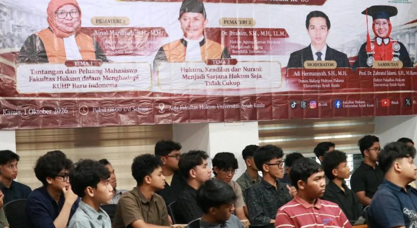 FH USK Banda Aceh Hadirkan 2 Hakim Agung MA, Bahas Tantangan KUHP Baru bagi Mahasiswa Hukum
