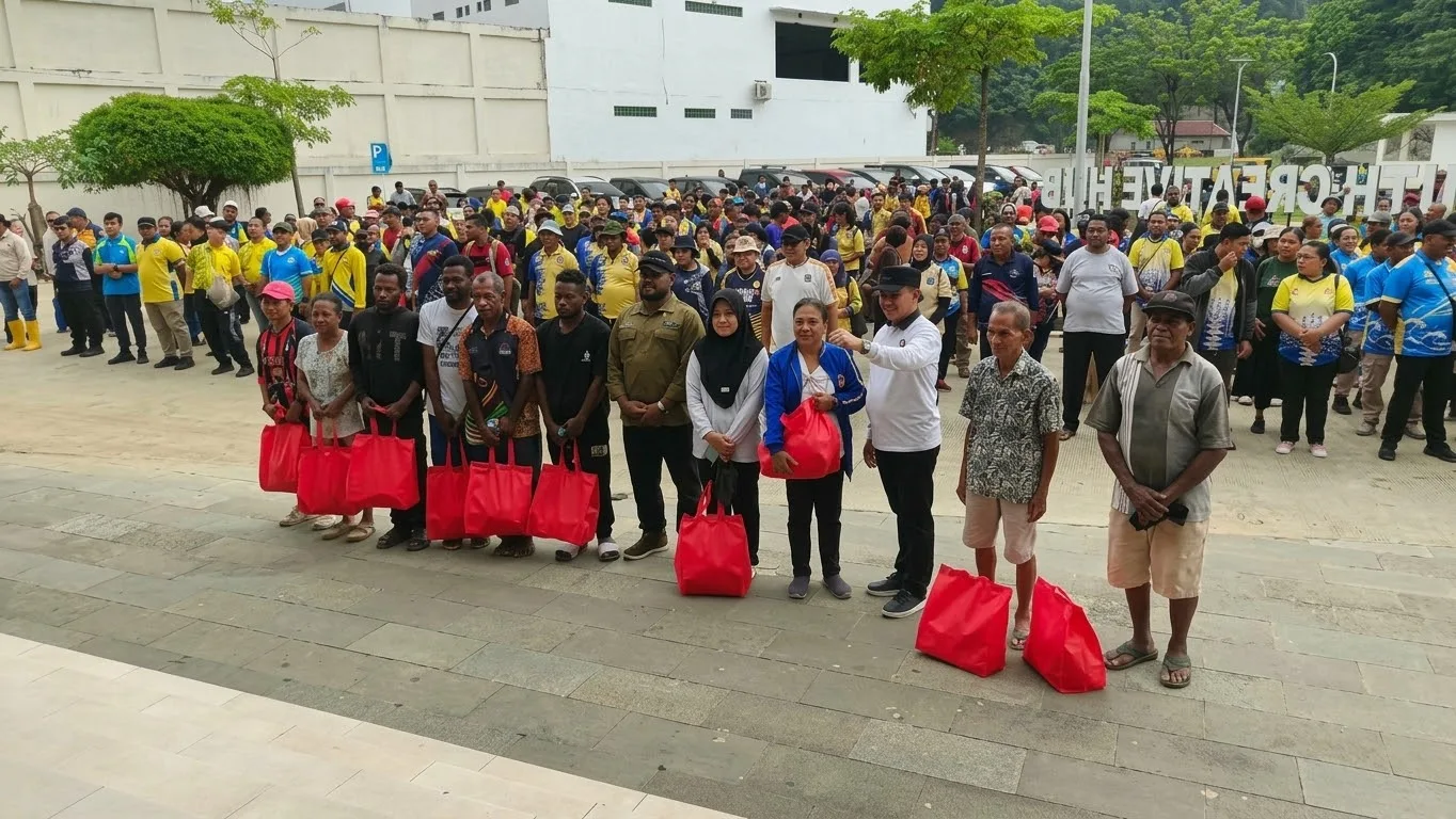 BMP RI dan Pemkot Jayapura Kerahkan 50 Personel Bersihkan Wai Mhorock Pascabanjir, 150 Paket Sembako Dibagikan